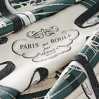HERMÈS-パリ ロカバール スカーフ Paris Qui Roule embroidered scarf 70 - Beige | Hermès USA